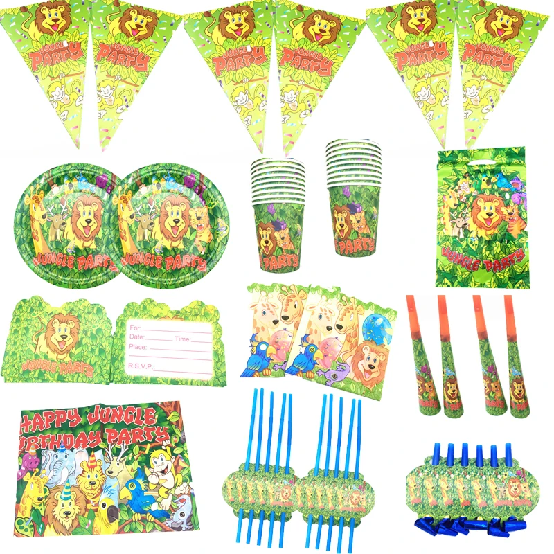 115 шт./лот Мультяшные сувениры для детей тема джунглей день рождения вечеринка Baby