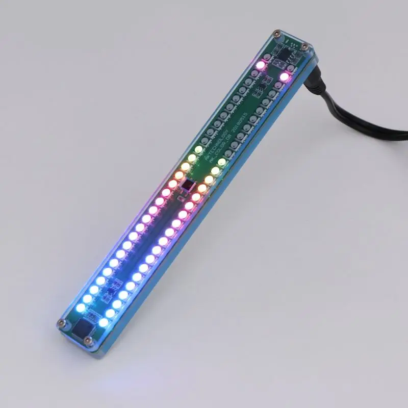 

Dual 30 Level Indicator Colorful Music Audio Spectrum Indicator Stereo Amplifier VU Meter Adjustable Light Speed With AGC