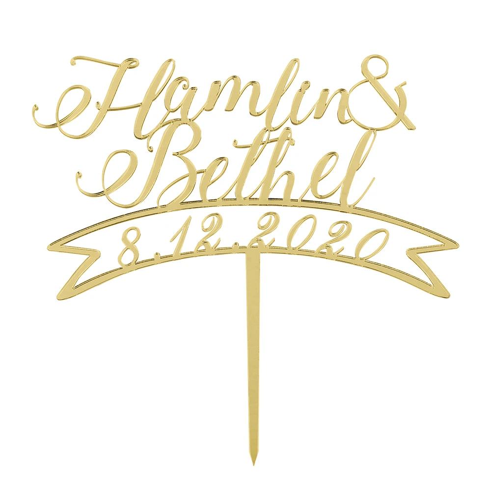 Персонализированный Выгравированный Топпер для свадебного торта акриловый