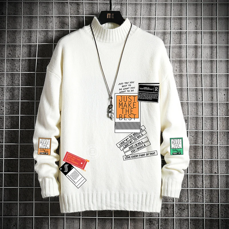 

2021 Spring Autumn Patchwork Jumper Mens Sweater Winter Clothes Mens Sweaters Pullover Men's Jumpers Korean Clothes M-5XL