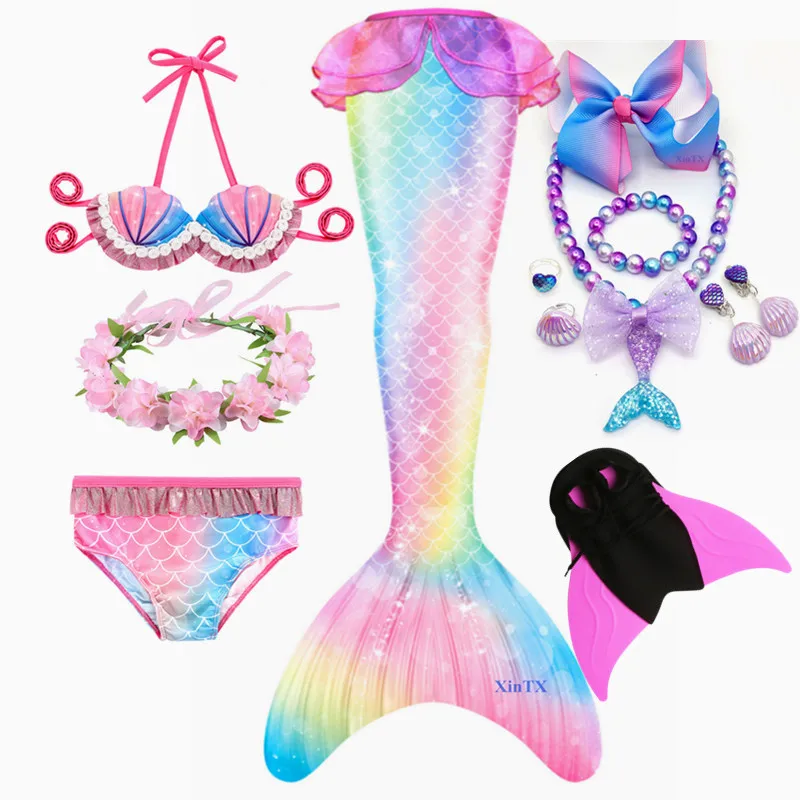 Детский костюм Русалочки купальный с хвостом хвост ласты для косплея вечеринки в