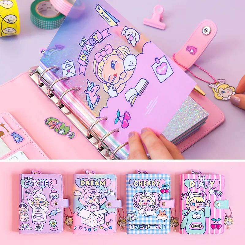 Тетрадь и журнал Kawaii A6 милый блокнот с 6 кольцами симпатичная спиральная тетрадь