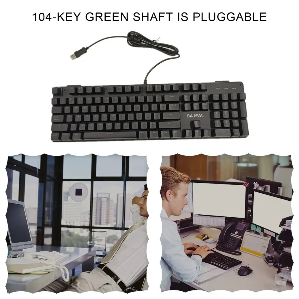 

Wired Spanish True Mechanical Durable Keyboard 104-key Green Axis Pluggable Home Office Mute Keyboard