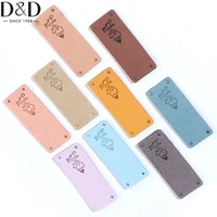 10pcs handmade pu leather tags color mixied labels fiber clothes tags knit accessories with hole for sewing crochet knitting hat