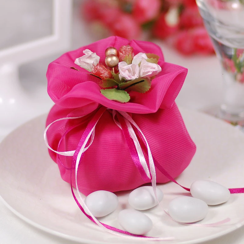 10 шт. Свадебная сумка коробка конфет на свадьбу Lembrancinhas Casamento свадебные подарки Свадебная коробка сладостей - Цвет: Fuchsia