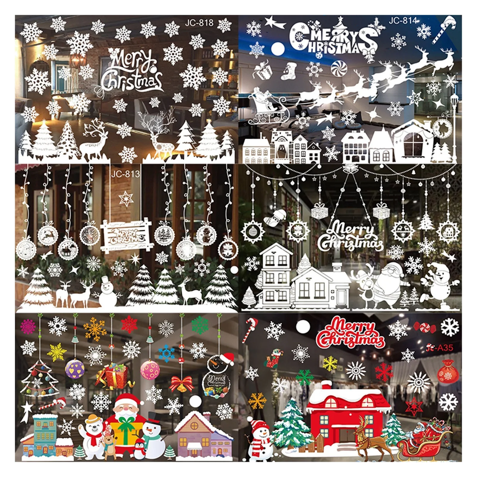 

clown Christmas Window Stickers Merry Christmas Decorations For Home Kids Room DIY Wall Decals New Year Stickers Natal Navidad