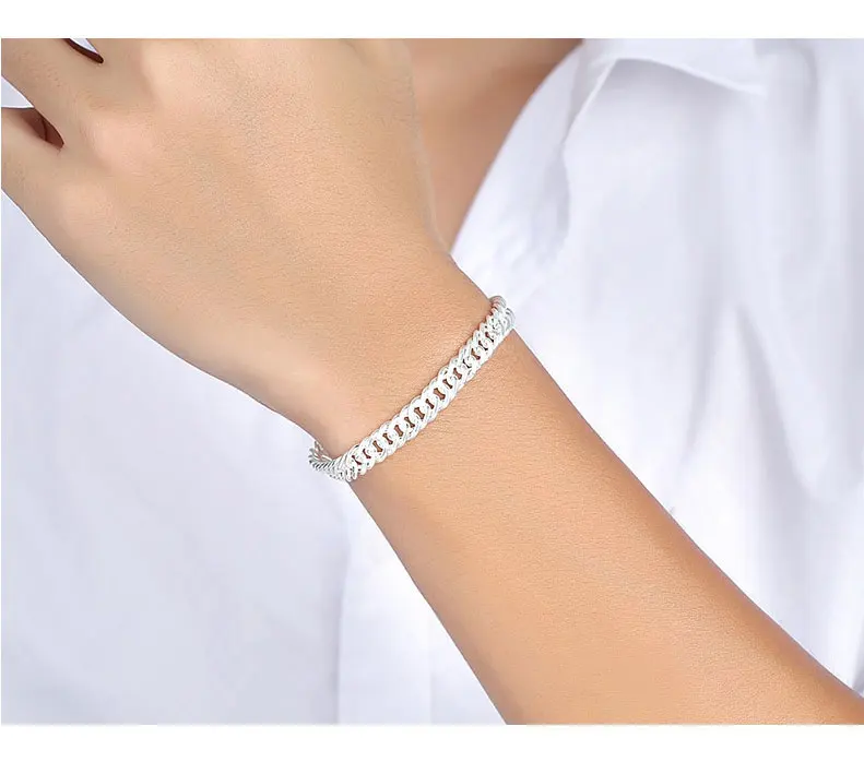 Bracelet men's fashion personality handmade whip chain S990 silver bracelet coarse jewelry wholesale