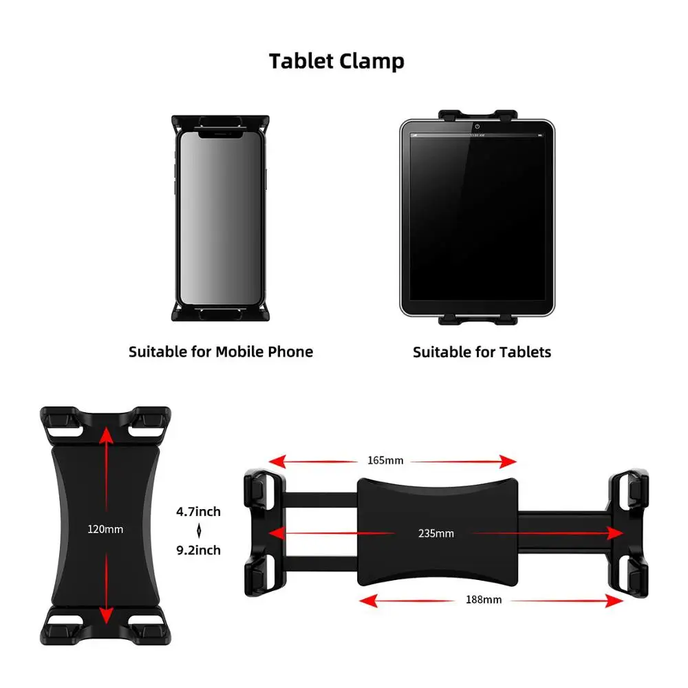 Универсальный держатель штатива для планшетов с зажимом и винтовым адаптером 1/4