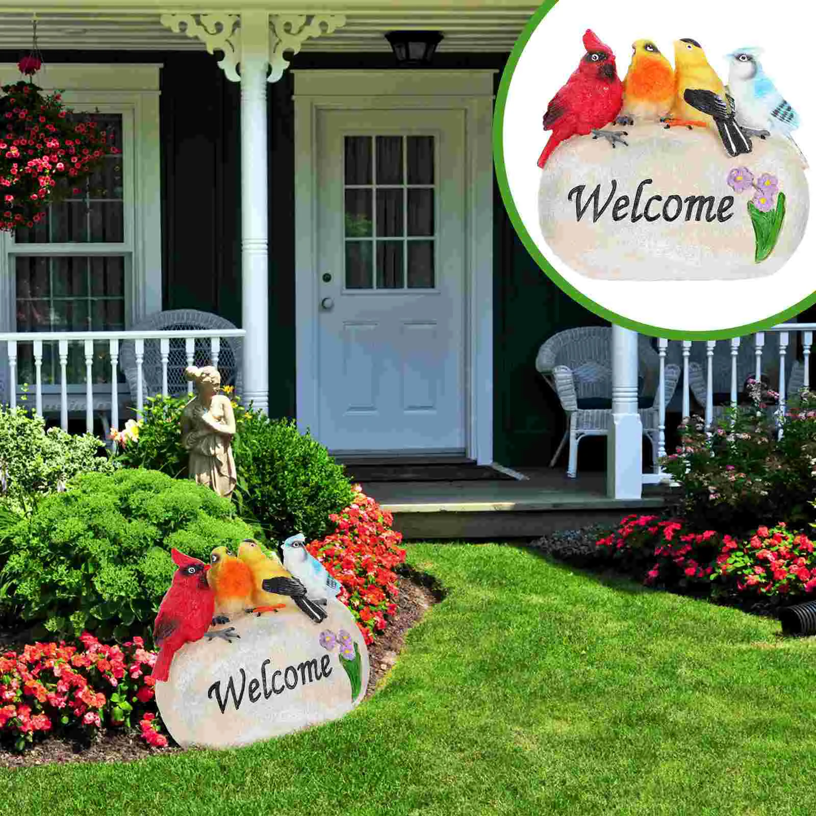 

1pc Welcome Board Decor Garden Welcome Adornment Outdoor Resin Bird Adornment