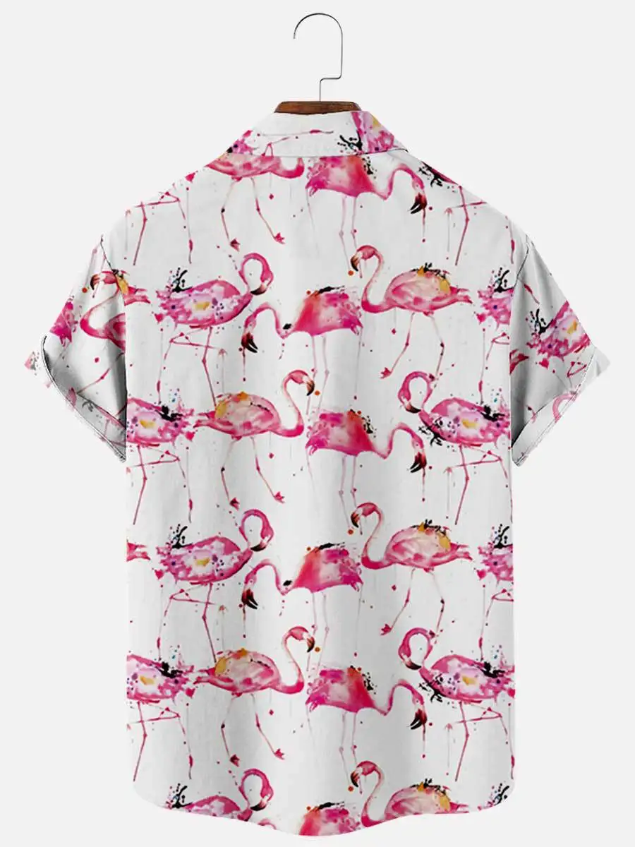 Гавайская рубашка с коротким рукавом уличная одежда в стиле хип-хоп принтом