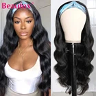 Парик Beaufox объемная волна парик с головной повязкой бесклеевые парики из натуральных волос для чернокожих женщин, манекен для шарфа парика бразильские волосы, без геля Реми