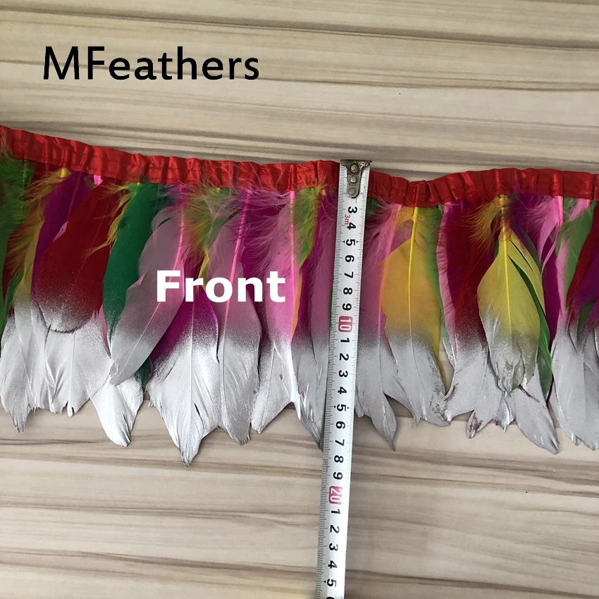 Отделка серебряными гусиными перьями 2 ярда желтая окрашенная гуси перо ленты/15-20