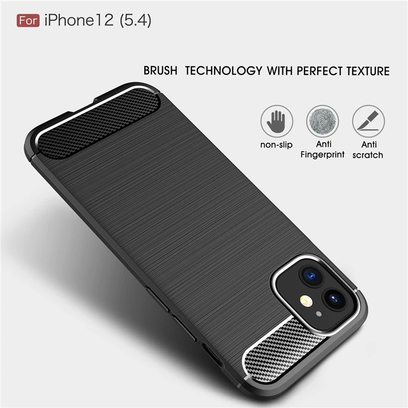 For iphone 12 Mini Case Carbon Fiber Full Shockproof Silicone Armor Case Cover For iphone 12 Pro Max Cover for iphone SE 2020