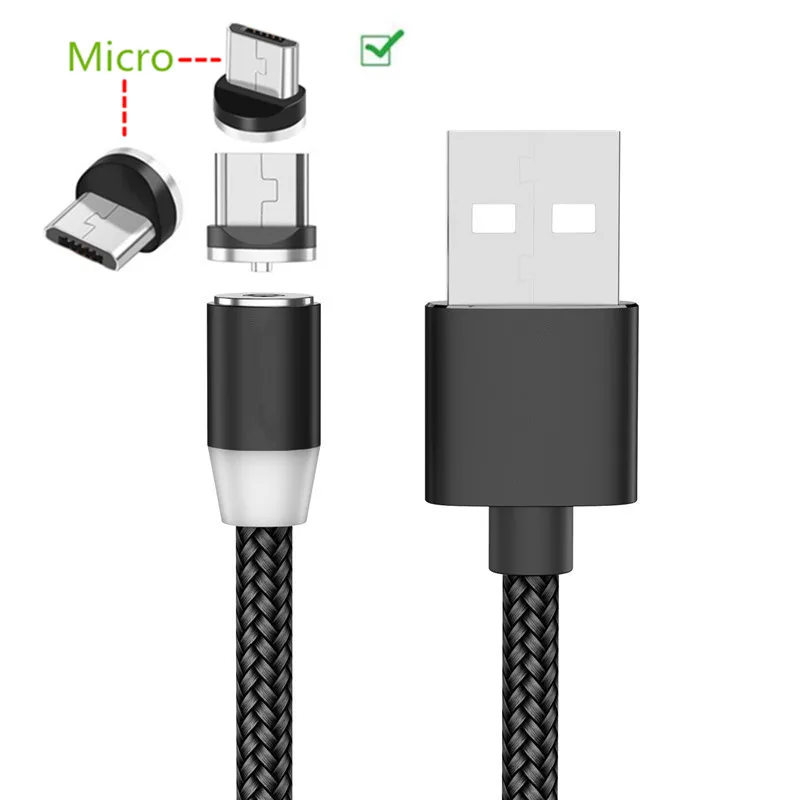 Для samsung A10 huawei Honor 6A Xiaomi Redmi 5 Meizu sony Asus LG usb ЗУ для мобильного телефона 5V 2A Магнитный Micro usb кабель для зарядки - Тип штекера: Only Black 1M Cable