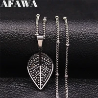 leaf stainless steel crystal charm necklace womenmen silver color necklaces gift jewery chaine acier inoxydable nxs01