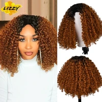 short hair kinky curly bob wig soft synthetic water wave wigs for black women ombre glueless natural heat resistant cosplay wig