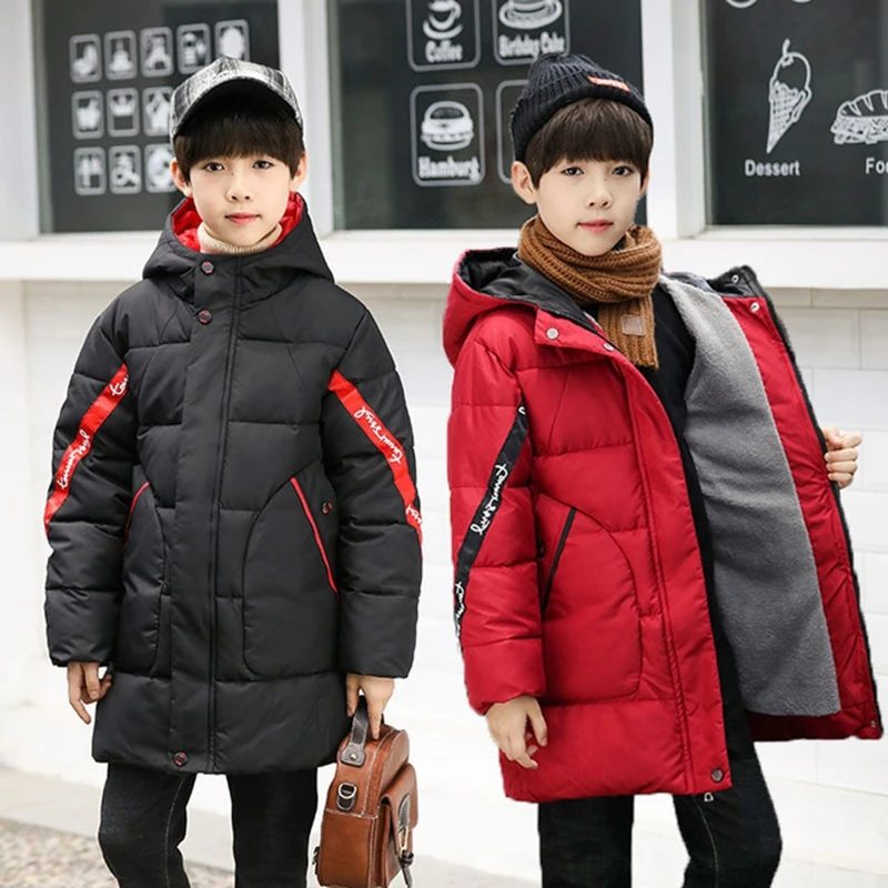 

Kids Jackets For Boys Winter Clothes Children Cotton Padded Coat Thick Warm Outerwears Jacket Boys Long Parkas 5-14Years TZ436