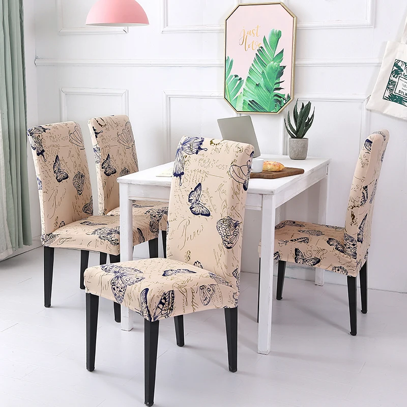 4/5/6 Pieces Chair Cover Chair Covers for Weddings Slipcovers Stretch Removable Dining Seat Seat Covers Housse De Chaise - Цвет: 125841