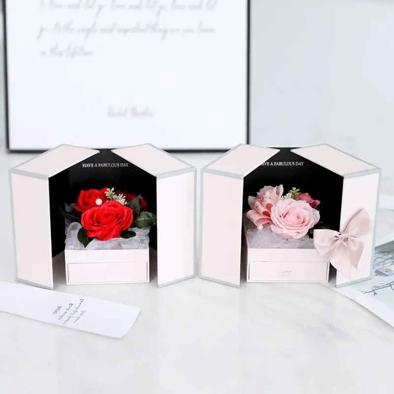 

Unfade Rose flower Jewelry Gift Box with Surprise 100 Languages I Love you Necklace Anniversary Gift For Mother girlfriend