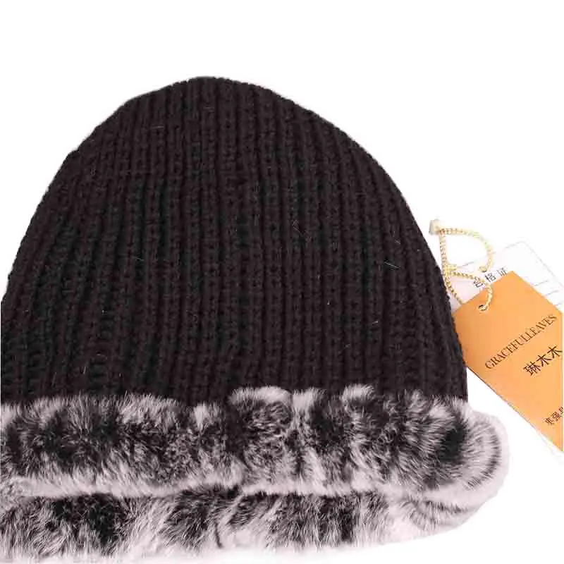 

Winter fur hat Rabbit Fur Women Warm fashion Lady Beanie Hat Handmade knitted hat headwear gorro Caps girls fur cap