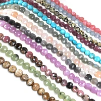 6mm natural stone beads aquamarin picture stone buckle shape loose stone bead for jewelry making diy bracelet necklace 1strand