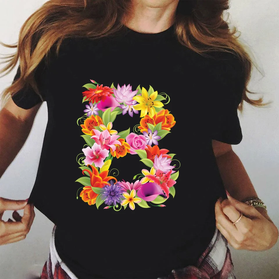

Graphic T-Shirt Short-Sleeve Graphic Tshirt Floral Flower Aesthetics Female Tops Tees Women Ulzzang Summer T Shirt Dropshipping