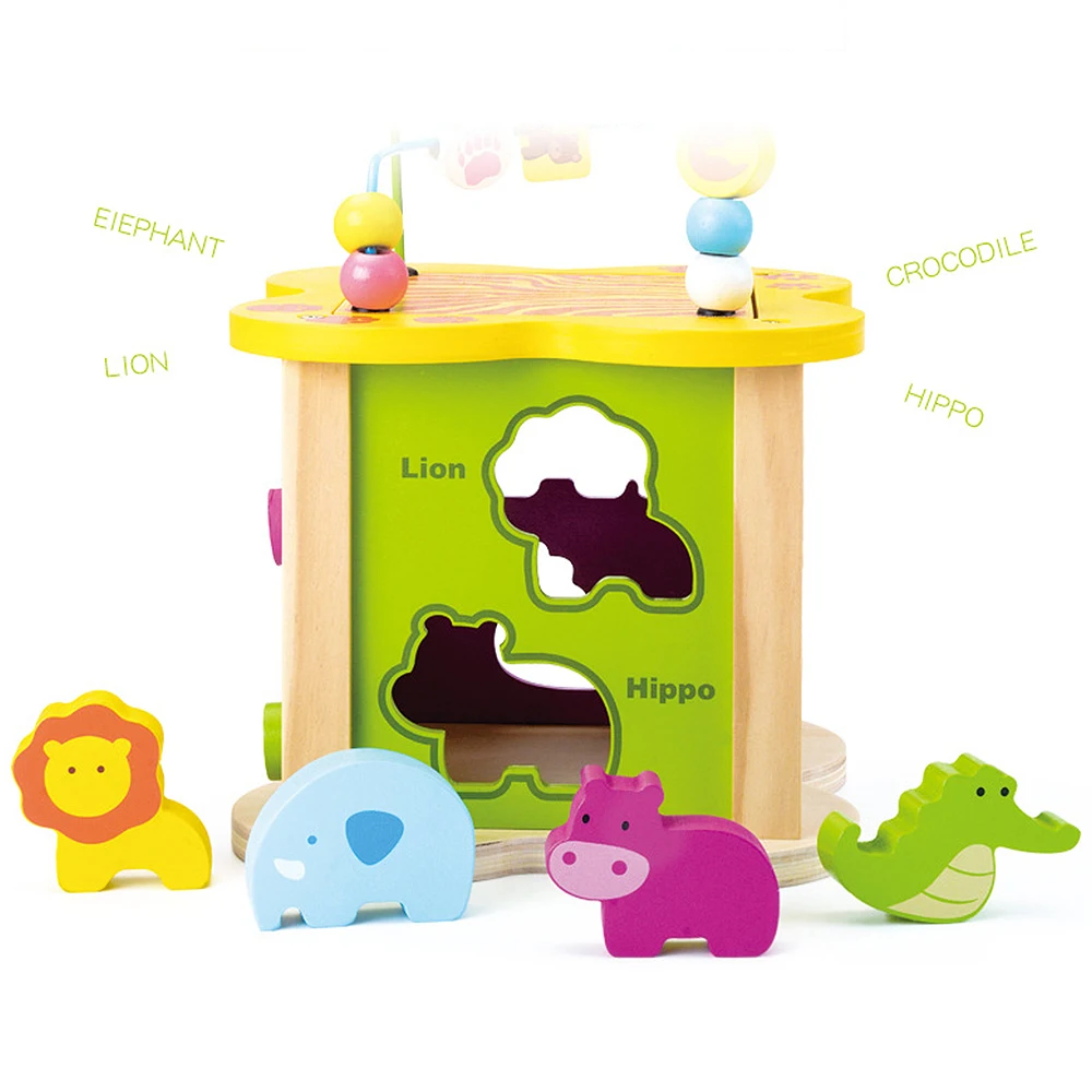 6 в 1 деревянные строительные блоки активный кубик бисера лабиринт многоцелевая