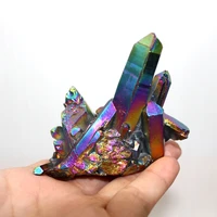 1pc natural crystal cluster beautiful rainbows electroplating colorful quartz stones aquarium decoration home decor items