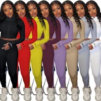 women outfit splice 2 two piece set tracksuit fall clothes crop top and pants sweat suit lounge wear outfits 2 pcs matching sets