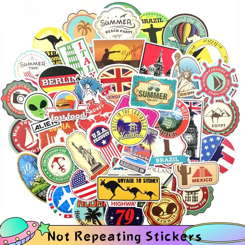 10/100 шт./компл. наружные дорожные Мультяшные водонепроницаемые наклейки из ПВХ