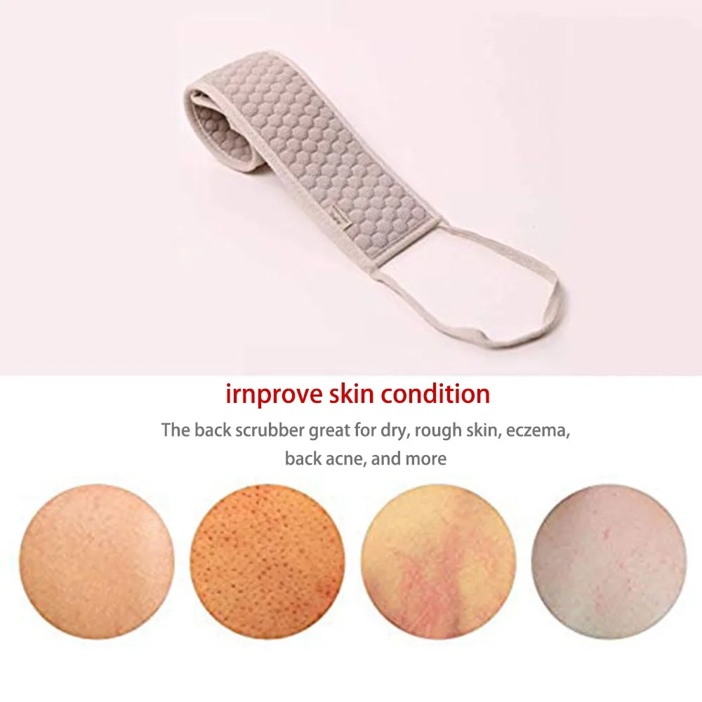 

Exfoliating Back Strap Bath Massager with Rope Handles for Shower Soft Bath Towel