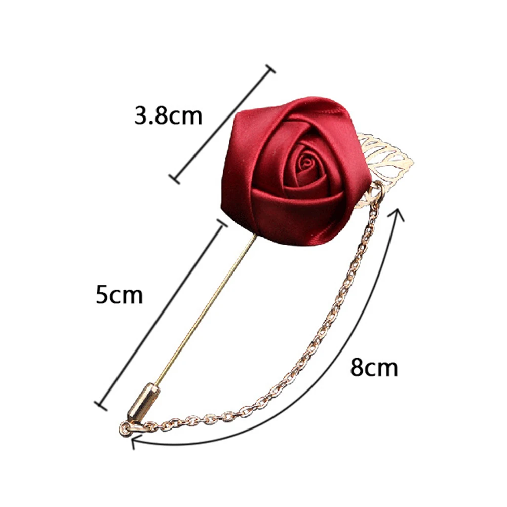 

Men Women Rose Flower Leaf Fashion Brooch Pin Blazer Suit Lapel Wedding Party Boutonniere Charm Brooch Jewelry Clothes Accessory