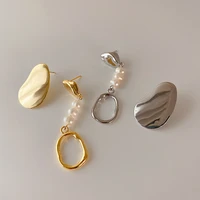 natural freshwater pearl earrings for women vintage fashion asymmetry metal stud earrings 2021 girl wedding gift new jewelry