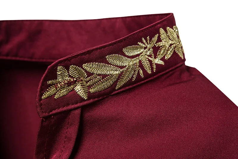 Men's brand new long sleeve holiday business leisure style embroidery fashion shirt wedding best man dress mens shirts | Мужская