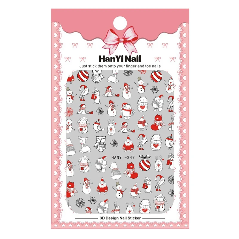Наклейки для дизайна ногтей большие рождественской вечеринки в подарок со