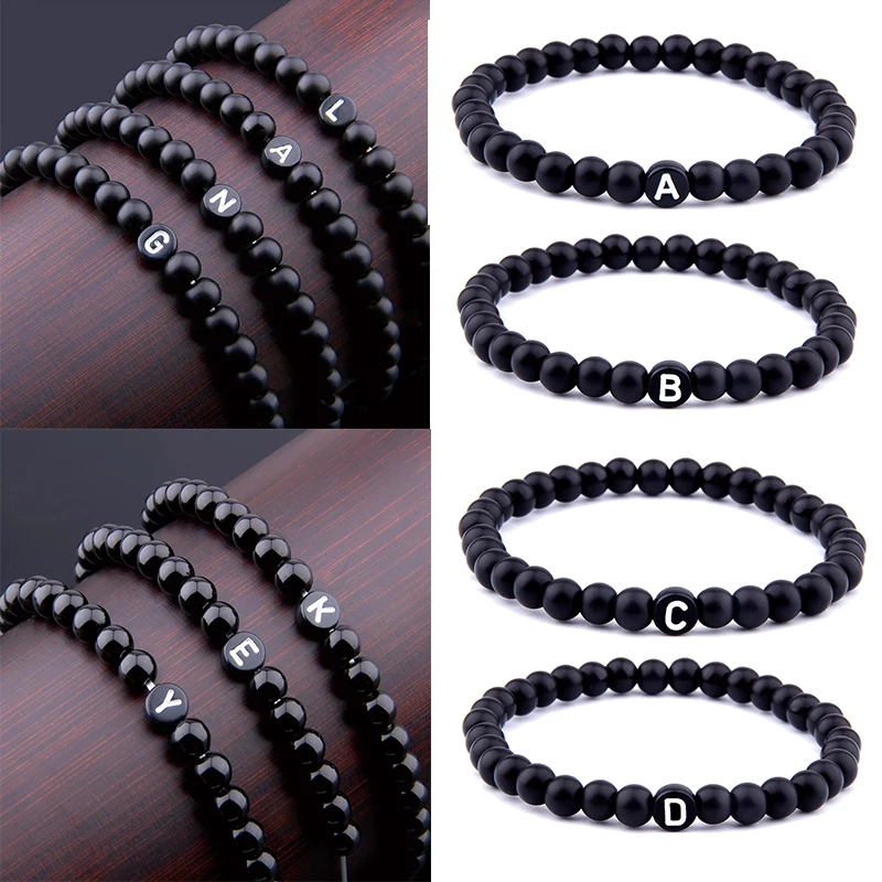 Новая мода ювелирные изделия Пара бусины браслет натуральный матовый черный