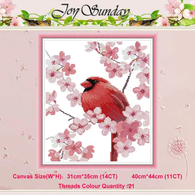 Красная птица животные живопись счетный 11CT 14CT наборы крестиков сделай сам