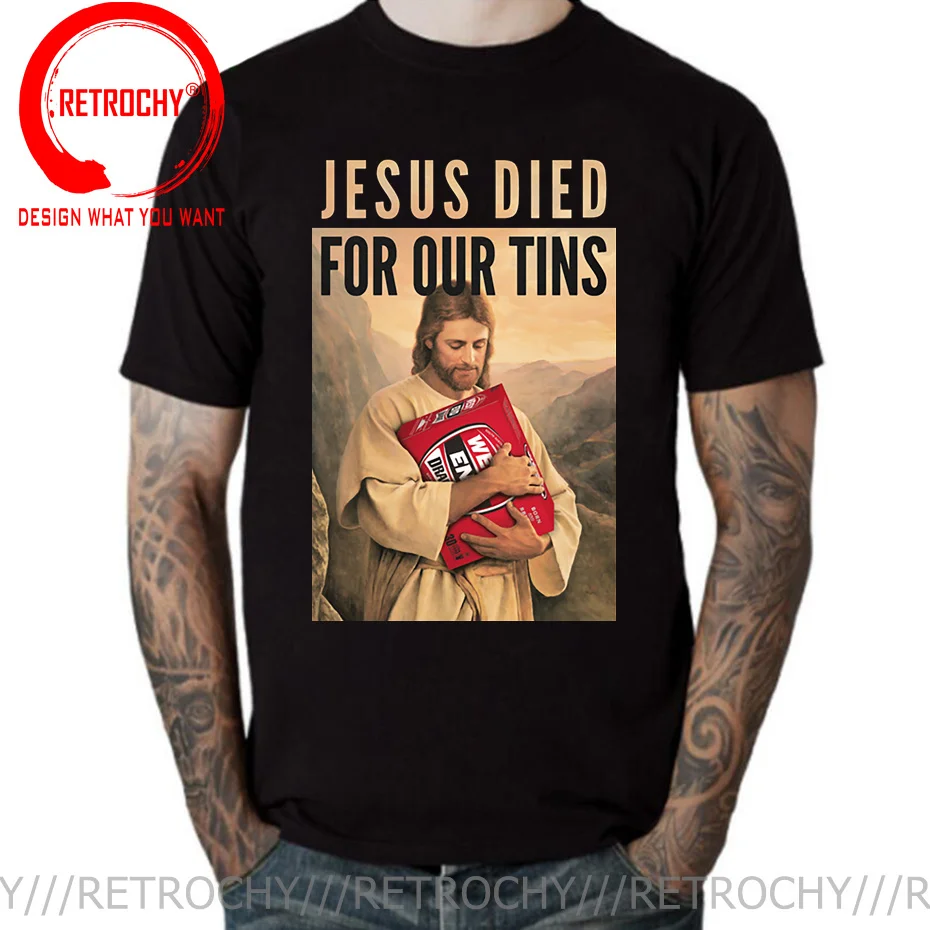 

2022 Men T-shirt Jesus Died For Our Tins Tshirt Funny Designer T Shirts God Print Tops Christian Black Tee Cotton 80s Sweatshirt