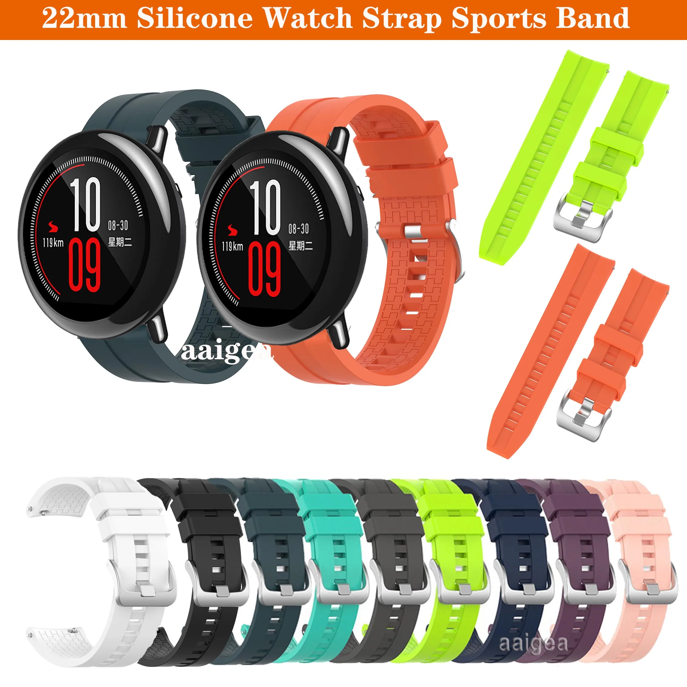 

22mm Silicone Watch Band Strap for Huami Amazfit PACE for GTR 2 GTR 47mm /Stratos 2 2S 3 Replacement strap