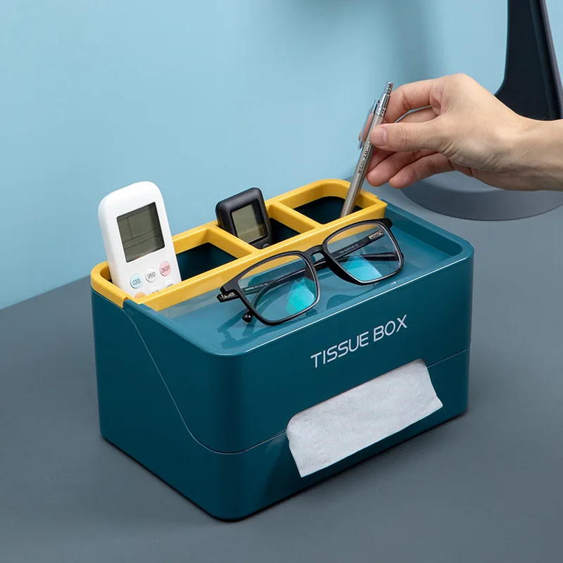 

Home Kitchen Plastic Multi-grid Tissue Box Napkin Holder Simple Multifunction Remote Control Storage Box Tissue Tissue Holders