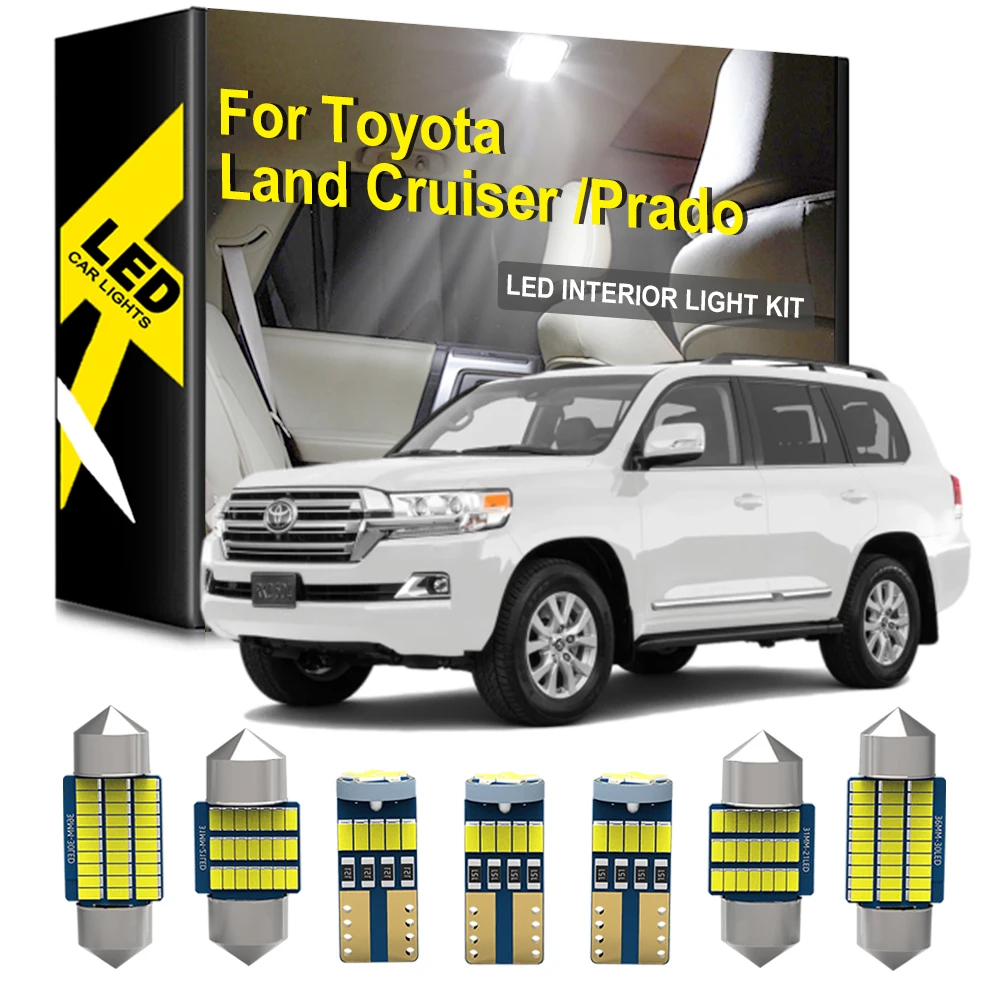 

Canbus White For Toyota Land Cruiser Prado 70 80 90 100 120 150 200 FJ Crusier Auto LED Interior Dome Trunk Reading Light Kit