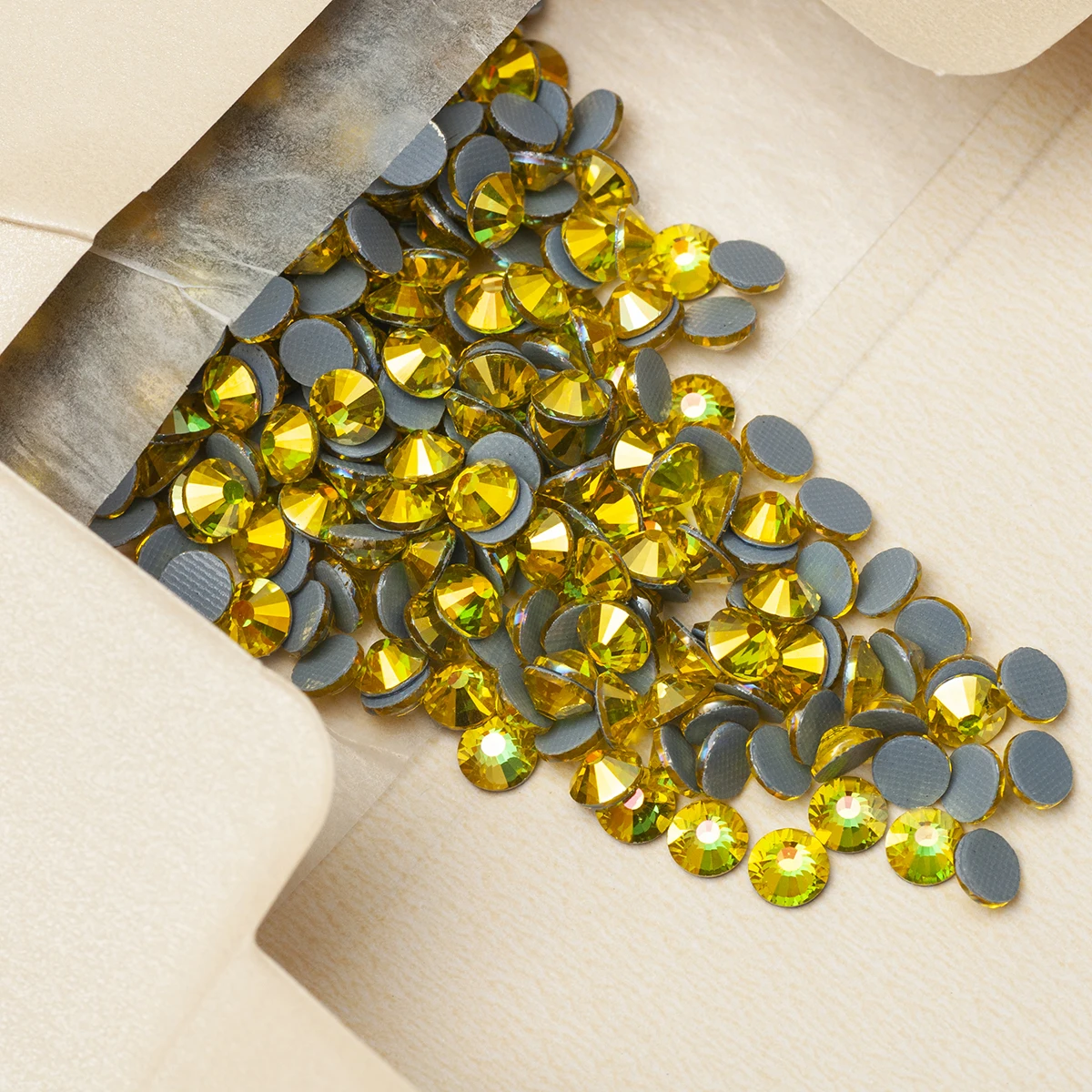 YANRUO 2058HF Citrine AB Glass Hotfix Strass Rhinestones Patches Hot-Fix Crystal Transfer Iron on Fabric |