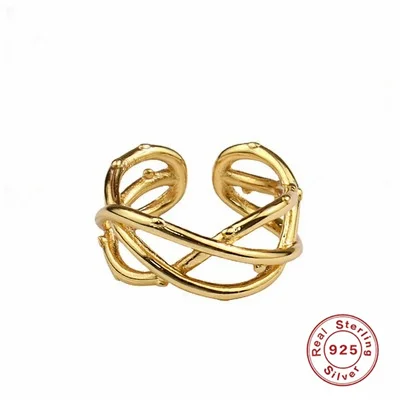 

Original Adjustable Cross Geometry Hollow Fine 925 Sterling Silver Jewelry Rings for Women Temperament Ring Accessories Gift