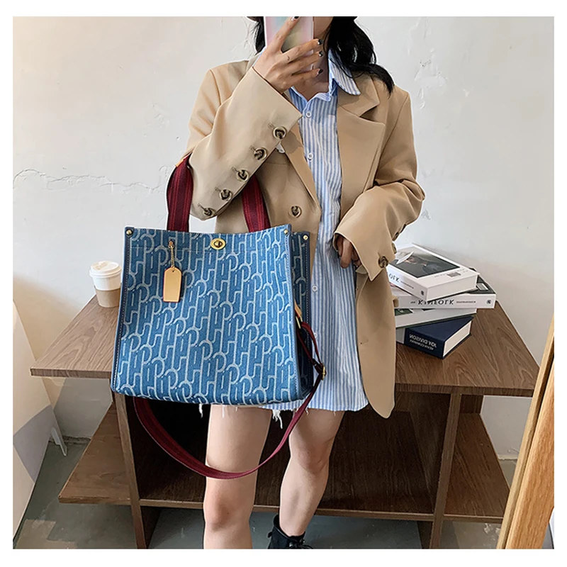 

2 Size Large Capacity For Women Handbag One-Shoulder New Fashion Handle Bags Trendy Canvas Tote Bag