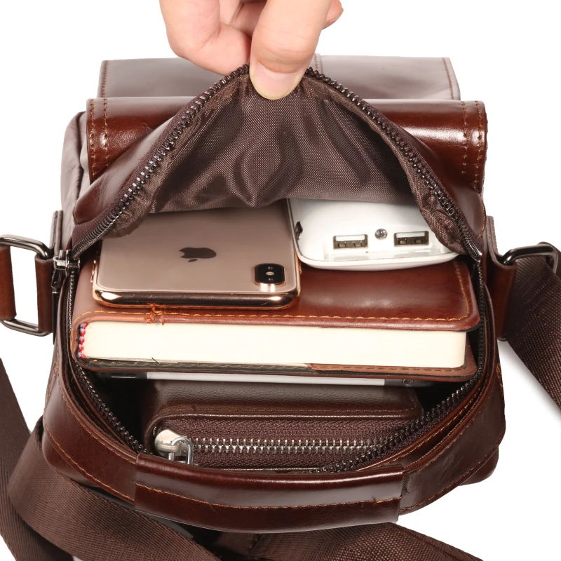 Сумка мессенджер мужская из натуральной кожи маленький саквояж на плечо с