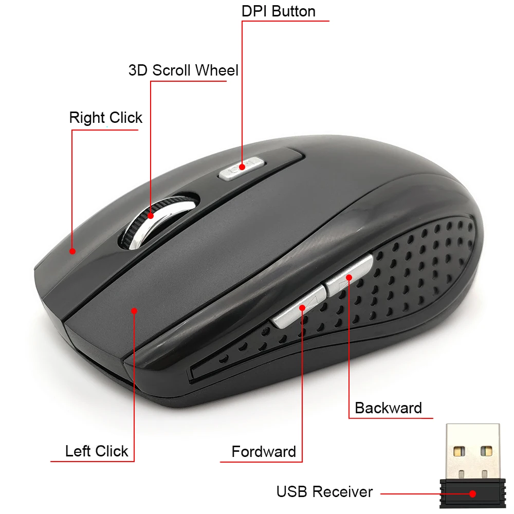 2 4ghz wireless optical mouse gamer 2000dpi new game wireless mice with usb receiver mause for pc gaming laptops free global shipping