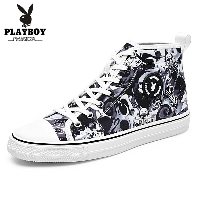 

PLAYBOY New Super Hot Spring and Autumn Men Boots Comfortable Quality High Top Shoes Men New Casual Shoes Botas Breathable Boots