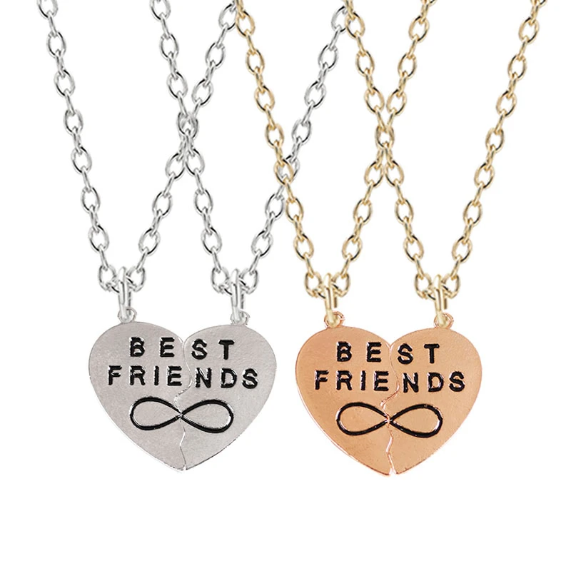 

2020 Best Friend Choker Fashion Stitching Heart-shaped Pair Of Alloy Pendants Classic Men And Women Jewelry Necklace Gifts