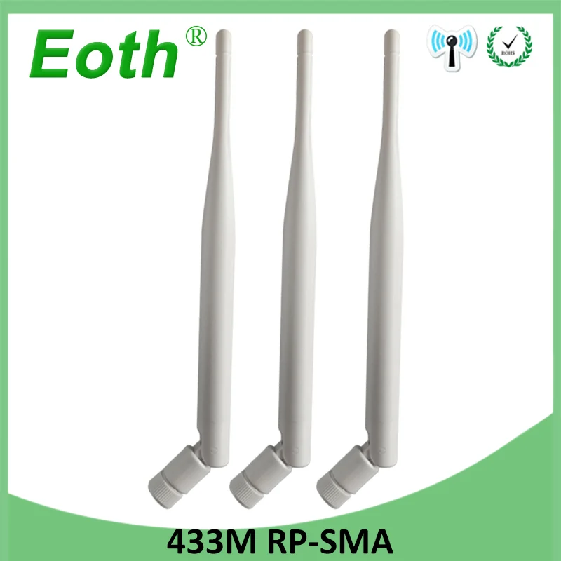EOTH 10pcs 433mhz antenna 5dbi sma female lora antene pbx iot module lorawan signal receiver antena high gain