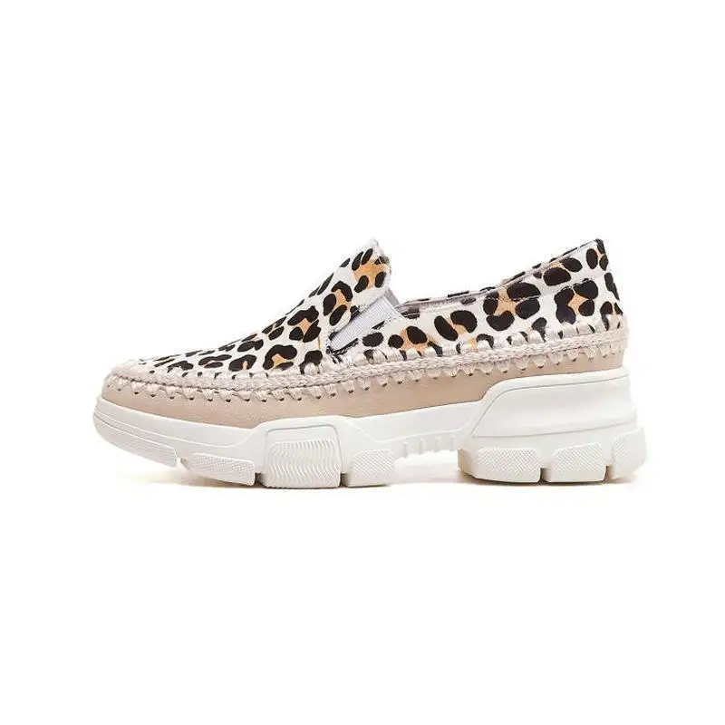 Осенняя обувь на платформе с толстой подошвой из желтого конского волоса женские